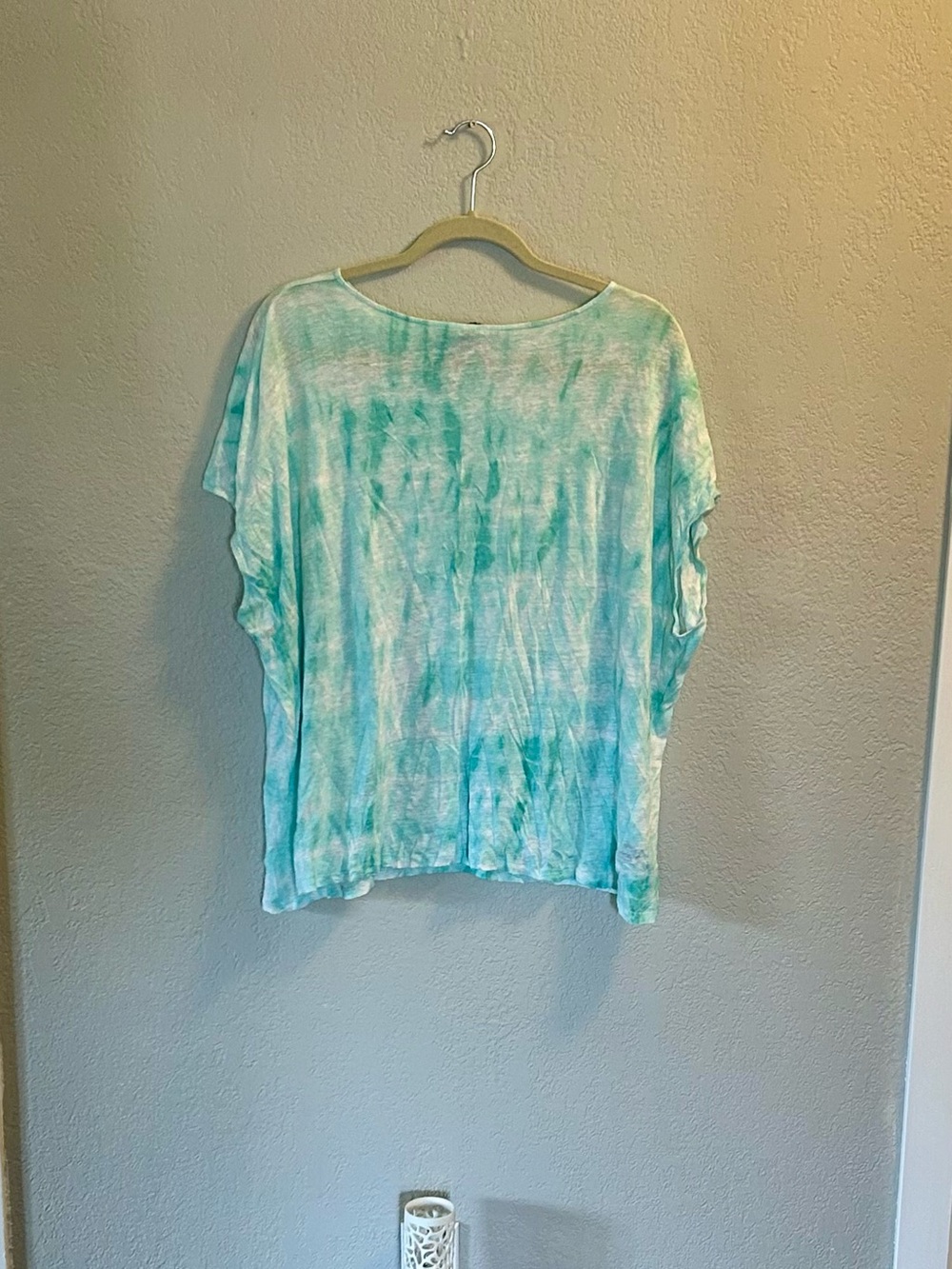 Ralph Lauren Mint & Teal Tie-Dye Linen Short Sleeve Top